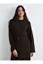 Esvab • Modern & Distinctive Zero Roba Collar Self-Embroidered Belted Knitwear Dress - 3