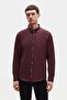 Ds Damat Slim Fit Plum Oxford Button Collar Easy-Iron Cotton Shirt with Embroidery Detail - 3