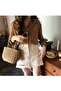 Wicker Woven Handbag for Women, Straw Tote Beach Bag, Natural Rattan Handmade Basket - 4