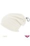 Winter Ecru Unisex Hat with Drawstring Fleece Neck Collar That Can Be Used as a Beanie Winter Neck Collar