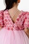 My Little One's Rose Textured Girls' Tulle Skirt Dress with Bag - Pink - 4