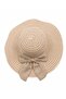 Pink Color Wide Brim Summer Straw Hat with Bow Detail - 4
