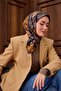 Twill Silk Scarf Anthracite-Mustard Patterned Tok Duruşlu 90X90 - 3
