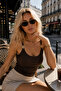 Women's Brown Accessory Detailed Body-Hugging Special Design Rope Strap Blouse - 5