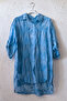 Italian Blue Shirt Collar 3/4 Sleeve Lined Embroidered Wide Leg Woven Beach Bottom-Top Set 80-105 68-65 - 7