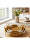 Interlocking Set of 3 Round Plastic Rattan Trays – Multi-Purpose Serving Tray with Dual Color Wicker Look