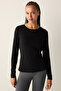 Cotton Black Basic Long Sleeve Top