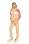 Women's Two-Thread Zipper Collar Elasticized Leg Long Sleeve Puppy Mouth Sweatshirt Set - 7774 - 5