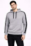 سويت شيرت رجالي مخطط بغطاء رأس قصة فضفاضة قطن - رمادي - 3