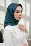 100% Twill Silk Line Patterned Petrol Green - Orange Colored 90X90 Scarf Sewing Shape: Hand Sewing - 5