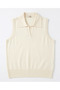 Women's Ecru Polo Collar Knitwear Sweater Sleeveless Basic Stylish Vest - 3