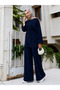 Women's Islamic Clothing Modal Fabric Tie-Strap Detailed Crew Neck Top and Bottom Set