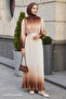 Transitional Pleated Beige Satin Dress