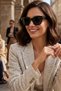 Women's uv400 black cat eyes sunglasses silver detail 25-18 c2 - 3