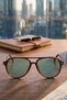 Women's Uv400 Pilot Retro Brown Sunglasses Wp25-23 C3 Green Glass - 6