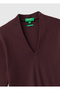 Women's brown 100% cotton half sleeve deep v neck t-shirt - 3