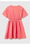 Girl's coral short-sleeve dress with heart detail at the waist - 2