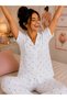 Ultra Soft Textured Cotton Buttoned Pajama Set - White - 2