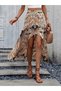 Women's High Waist Floral Patterned Long Single Jersey Skirt with Asymmetrical Detail on the Front - 7