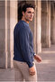 Pilar Anti-Peeling Anti-Pilling Oversize Thessaloniki Knitted Crew Neck Men's Knitwear Sweater - Indigo - 6