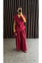 Women's Tie-Waist Vest Suit Burgundy - 3