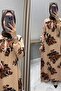 Bi̇lge Elbi̇se 1St Class Viscose Fabric Women's Mink Floral Patterned Collar Openable Buttoned Hijab Dress - 2