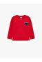 Embroidered Long Sleeve Cotton Crew Neck T-Shirt - 3