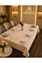 Colber Stripe Detailed Tablecloth Cappucino 12 Seater 26 Pieces - Table 160X220...160X400 - 3
