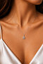 Stone Snowflake Stainless Steel Silver Women's Necklace - 5