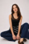 Women's Tulle Detailed Cotton Lycra Basic Undershirt 3101 - Black