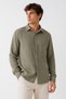 Men's Half Oversize Muslin Fabric Long Sleeve Collared Breathable Green Shirt