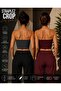 Women's Anthracite & Burgundy Strapless Crop Top Bustier - Stretchy Bandeau Blouse - Basic Stylish Casual Top - 5