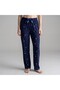 PATTERNED-BLACK-DARK BLUE Large Size Pajama Bottoms Modal Fabric Modern Quality Women's Pajama Bottoms - 2