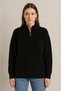 Women's half-zip knit sweater – thessaloniki knit, turtleneck, cotton blend, oversized long sleeve winter style - black - 4