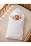 Ecru 100% Cotton Baby Blanket with Embroidered Headboard, Girl/Boy Stroller Cover, Gift for Newborns 85X85Cm