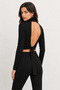 Women's Black Backless Crop Blouse - 7
