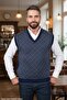 Men's Navy Blue Anti-Pilling Fabric Standard Fit Regular Cut V-Neck Knitwear Sweater - 7