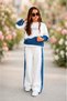 Denim Garnished Girls' Set with Tassels Ages 5-14