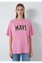 Logo Printed Pink T-Shirt Oversize / Wide Cut 1600843-71063 - 3