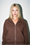 Brown Zippered Oversize Women's Tracksuit Bottom and Top Set - 3