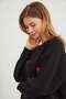 3 Thread Heart Embroidered O Oversized Sweatshirt - 2