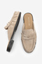 Women's Genuine Leather Closed-Front Stitched Drawstring Moccasin Loafer Daily Slippers Calista Beige Suede - 8