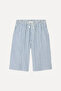Women's White Striped Relax Fit Chino Shorts - 4