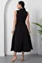 High Collar Dress with Ribbon on the Collar Midi Length Dress Esp058 - 7