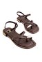 Women's Brown Ring Buckle Ankle Strap Sandals