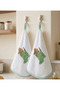 100% Cotton Round Kitchen Towel 50 cm – Set of 2 |   High Absorbency, with Hanging Loop, Stylish Embroidered Design, Machine Washable Drying Cloth - 2