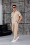 Men's Polo Collar Zippered Comfortable Fit T-Shirt and Pants Set
