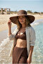 Straw Wide Brim Brown Knitted Patterned Fashionable and Functional Hat Sun Protection Hsr2005 - 4