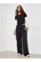 Black Wide Leg Joggers with Piping Detail