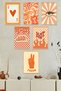 Orange Color Themed 6 Piece Wooden Framed Painting